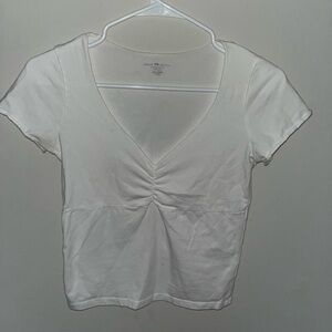 Women’s Brandy Melville White Cinched V-Neck Gina Top
